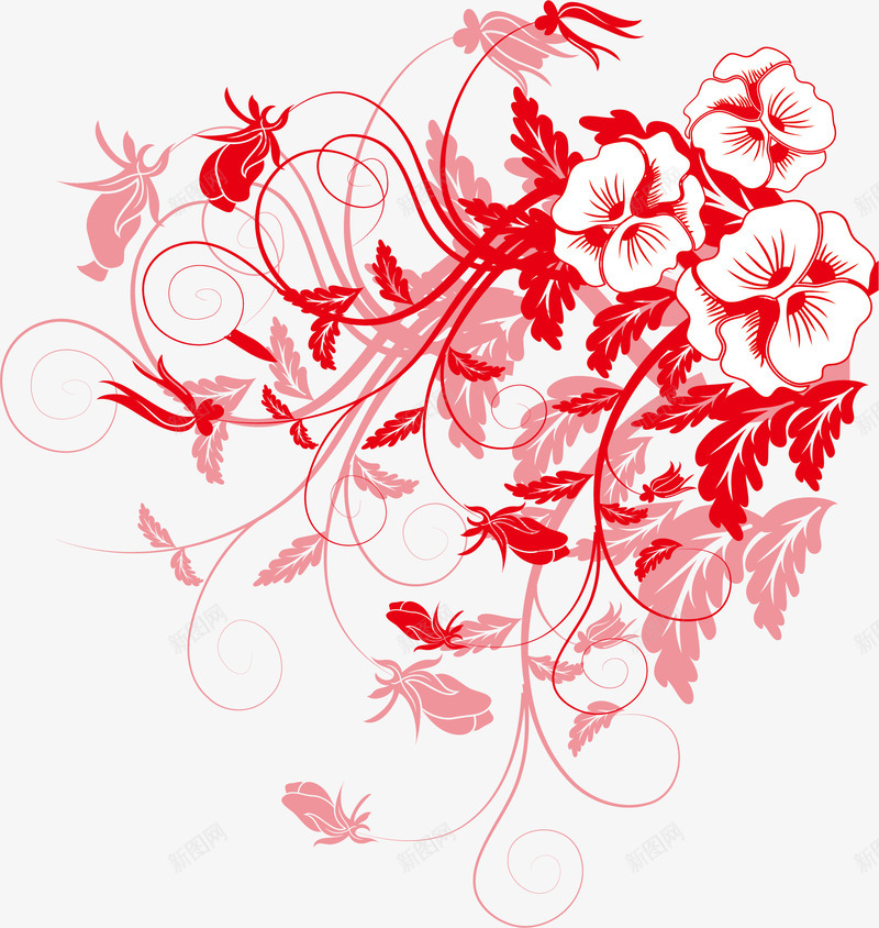 叶子红花png免抠素材_新图网 https://ixintu.com 叶子 墙纸花纹 折纸花 植物 红色纸花 纸花 纸花花边