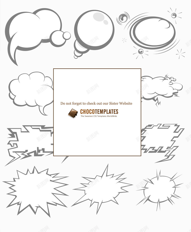卡通插画各种形状对话框png免抠素材_新图网 https://ixintu.com 卡通图形 对话框 插画