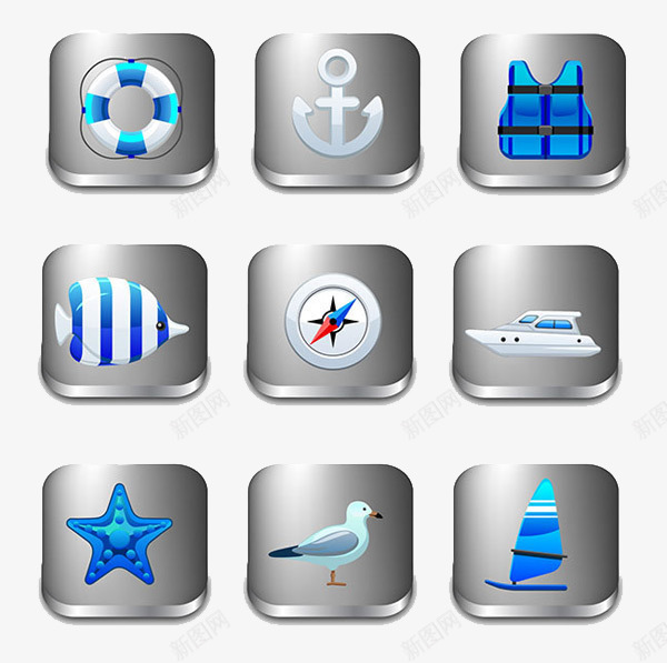 海洋元素水晶图标png_新图网 https://ixintu.com APP 元素 图标 水晶 海洋