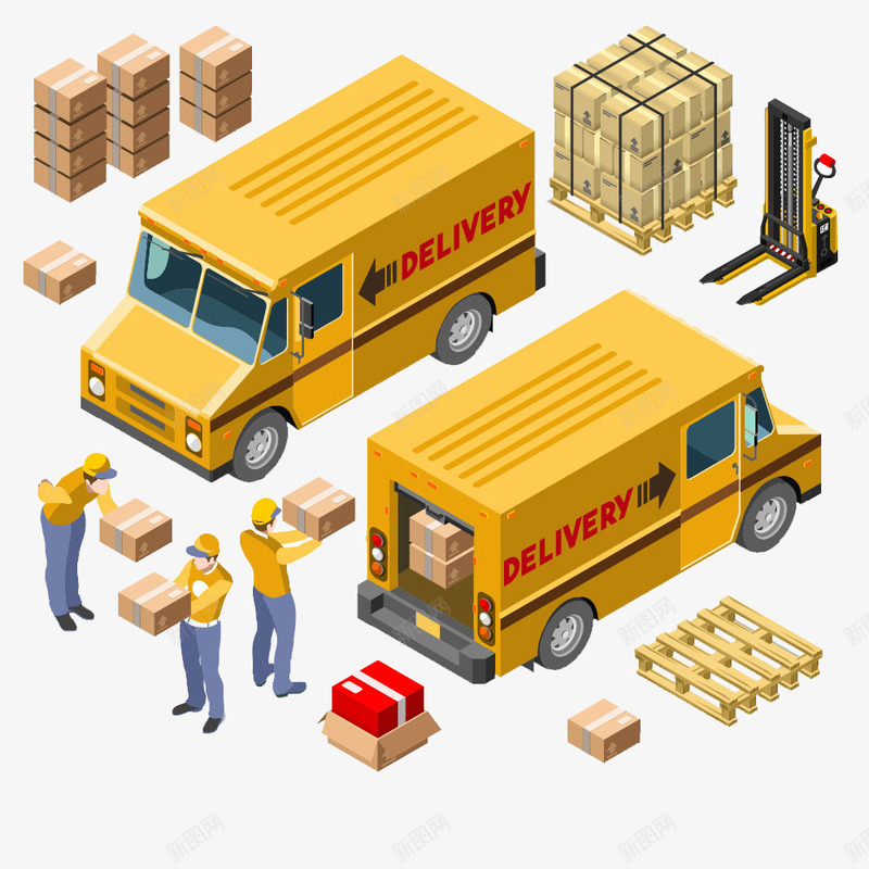 卡通手绘卡通快递车png免抠素材_新图网 https://ixintu.com 交通工具 卡通快递车 卡通手绘
