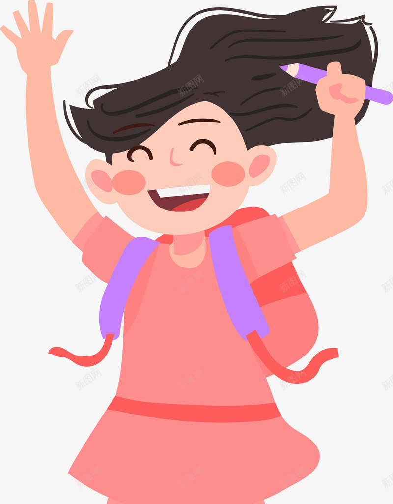 卡通开学季背书包小女孩矢量图ai免抠素材_新图网 https://ixintu.com 卡通开学季 学生上学 开学 开学季 开学季学生 背书包小女孩 矢量图