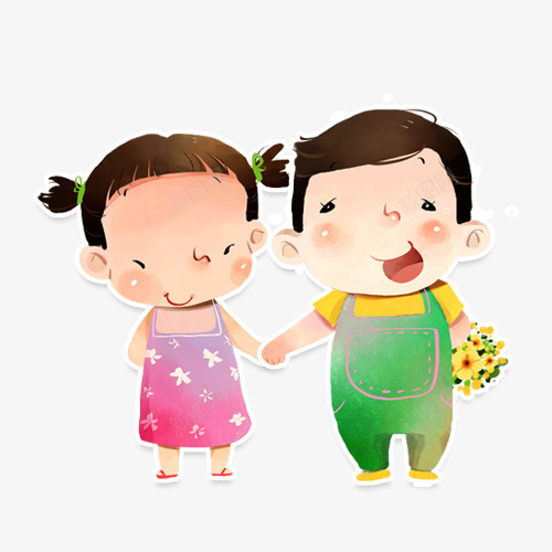 卡通手牵手的小孩人物psd免抠素材_新图网 https://ixintu.com 人物设计 儿童生活节 卡通 可爱 小孩 手牵手