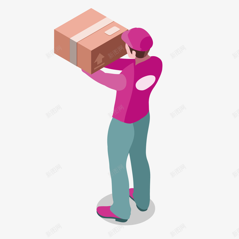 卡通快递员包裹png免抠素材_新图网 https://ixintu.com 包裹 卡通 快递员