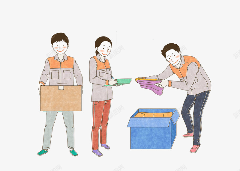 手绘搬家整理家务png免抠素材_新图网 https://ixintu.com 快递 手绘 搬动 搬家 搬箱子 搬货员 搬运 整理家务 箱子 运输
