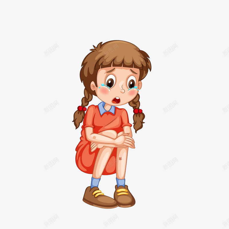 蜷缩蹲下哭泣的小女孩png免抠素材_新图网 https://ixintu.com 卡通手绘 哭泣的小女孩 蜷缩的人 蜷缩蹲下 蜷缩身体
