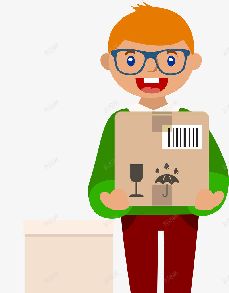 卡通送快递平面png免抠素材_新图网 https://ixintu.com 卡通送快递平面 卡通送快递平面矢量图 卡通送快递矢量 矢量卡通送快递平面