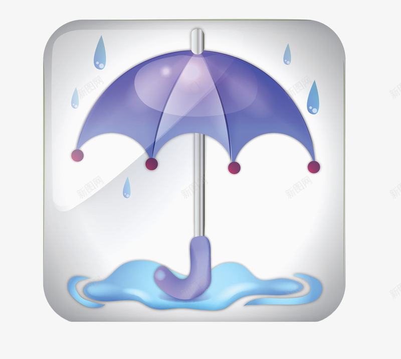 手绘雨伞水晶按钮png免抠素材_新图网 https://ixintu.com 下雨 卡通雨点 手绘 水晶按钮 水滩 雨伞 雨水 雨滴