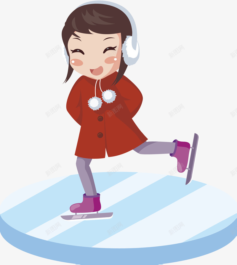 卡通女孩png免抠素材_新图网 https://ixintu.com 卡通 女孩 滑冰