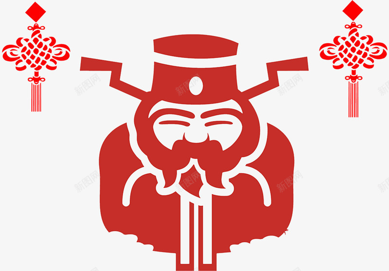 红色中国风神仙剪纸png免抠素材_新图网 https://ixintu.com 中国结 剪纸 新年 新春 春节 神仙 装饰图案 过年