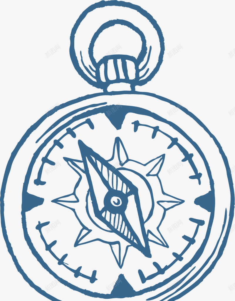 手绘蓝色指南针png免抠素材_新图网 https://ixintu.com 手绘指南针 童趣 素描 蓝色圆环 蓝色指南针 蓝色指针