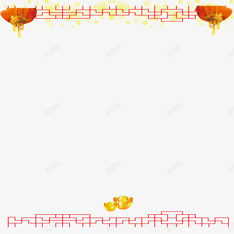 红色灯笼中国风立体边框png免抠素材_新图网 https://ixintu.com 中国风 灯笼 立体 红色 边框 过年边框