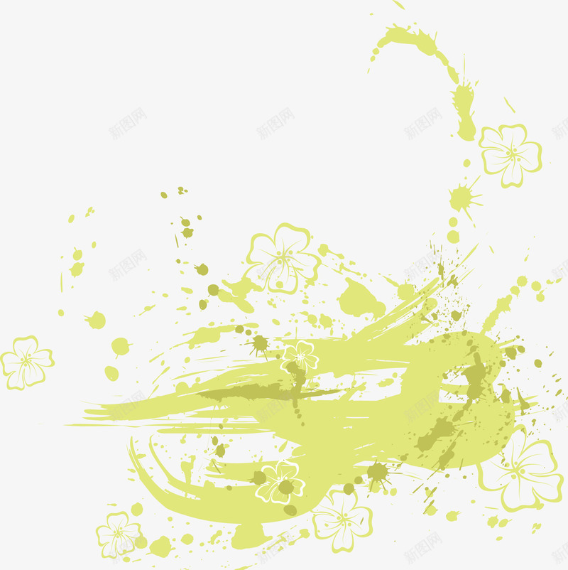 泼墨绿色花朵背景矢量图ai免抠素材_新图网 https://ixintu.com 泼墨 绿色 背景 花朵 矢量图