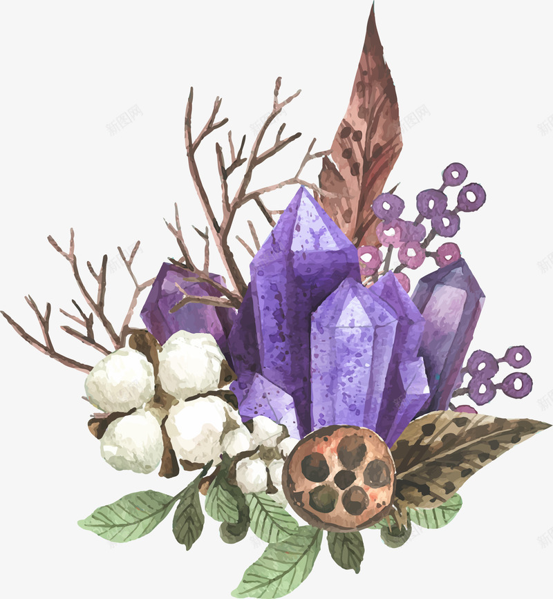 水彩画的宝石花png免抠素材_新图网 https://ixintu.com 宝石 宝石画花卉 水彩宝石 水彩画的宝石花 水晶 矢量宝石 矢量花卉 花卉