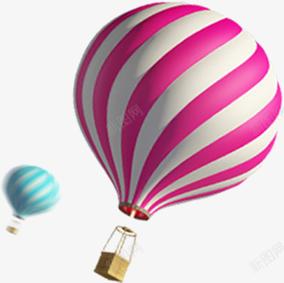 粉色可爱卡通条纹热气球png免抠素材_新图网 https://ixintu.com 卡通 可爱 条纹 热气球 粉色