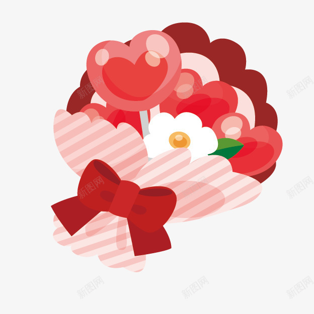 情人节鲜花png免抠素材_新图网 https://ixintu.com 捧花 棒棒糖 水晶棒棒糖 花 蝴蝶结