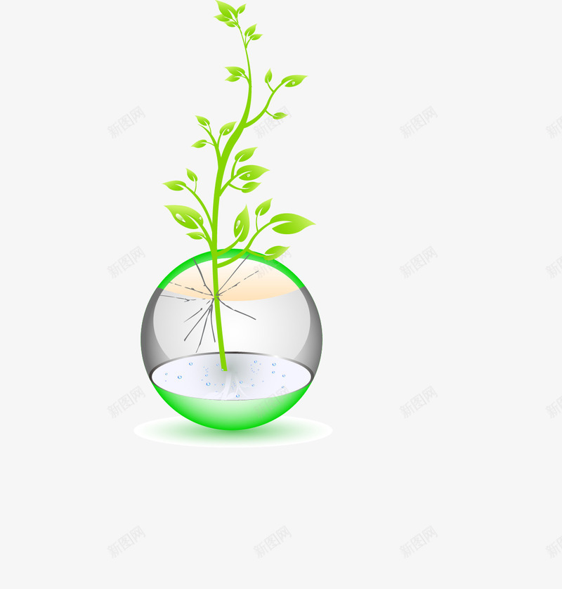 绿色叶子png免抠素材_新图网 https://ixintu.com 植物 水晶球 绿叶 露水