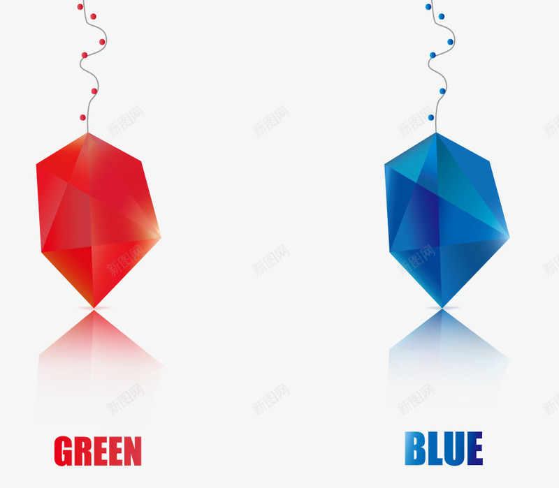 红蓝色水晶吊坠装饰矢量图ai免抠素材_新图网 https://ixintu.com 水晶 水晶吊坠 红蓝色 装饰图案 装饰矢量图 矢量图