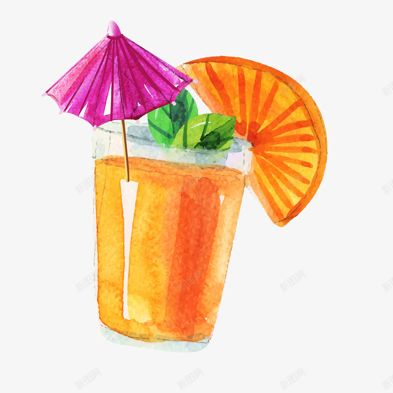 卡通水彩手绘橙汁饮品矢量图ai免抠素材_新图网 https://ixintu.com 卡通 彩绘 手绘 橙汁设计 饮品设计 矢量图