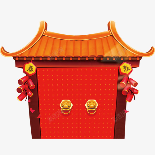 过年装饰png免抠素材_新图网 https://ixintu.com 中国风 卡通有趣 喜迎新年 手绘场景 红色爆竹 装饰图