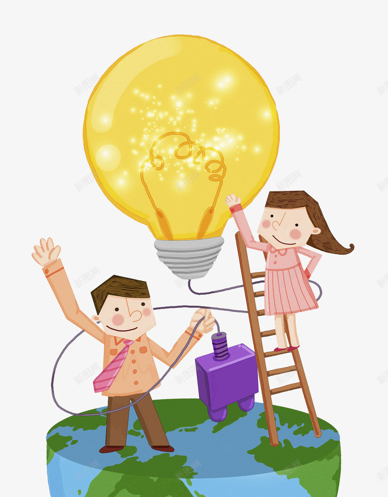 金色灯泡png免抠素材_新图网 https://ixintu.com 微笑 手绘 插头 木梯子 条纹领带 灯泡 表情 金色 闪亮