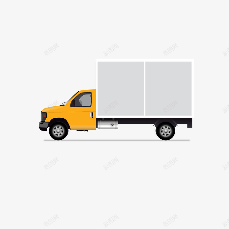 黄色货车png免抠素材_新图网 https://ixintu.com 快递车 矢量货车 运输车 黄色货车