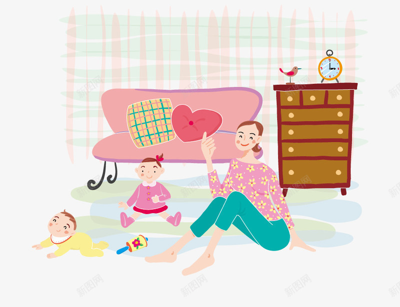 幸福一家亲人物母亲带小孩psd免抠素材_新图网 https://ixintu.com 儿童 卡通儿童 家庭日常 家庭日常生活 带小孩 母亲 母婴 照顾婴儿 照顾小孩