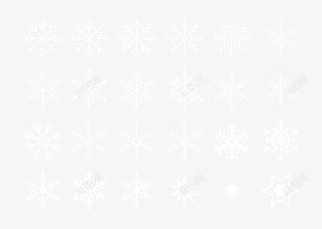 各种雪花形状矢量图ai免抠素材_新图网 https://ixintu.com 冬天 雪白 雪花 矢量图