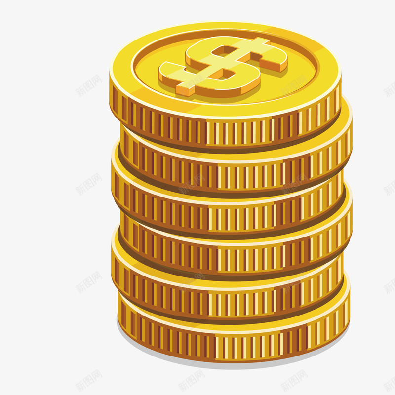 黄色金币矢量图ai免抠素材_新图网 https://ixintu.com 光芒 商务 柱形 纹理 财富 质感 金币 黄色 矢量图