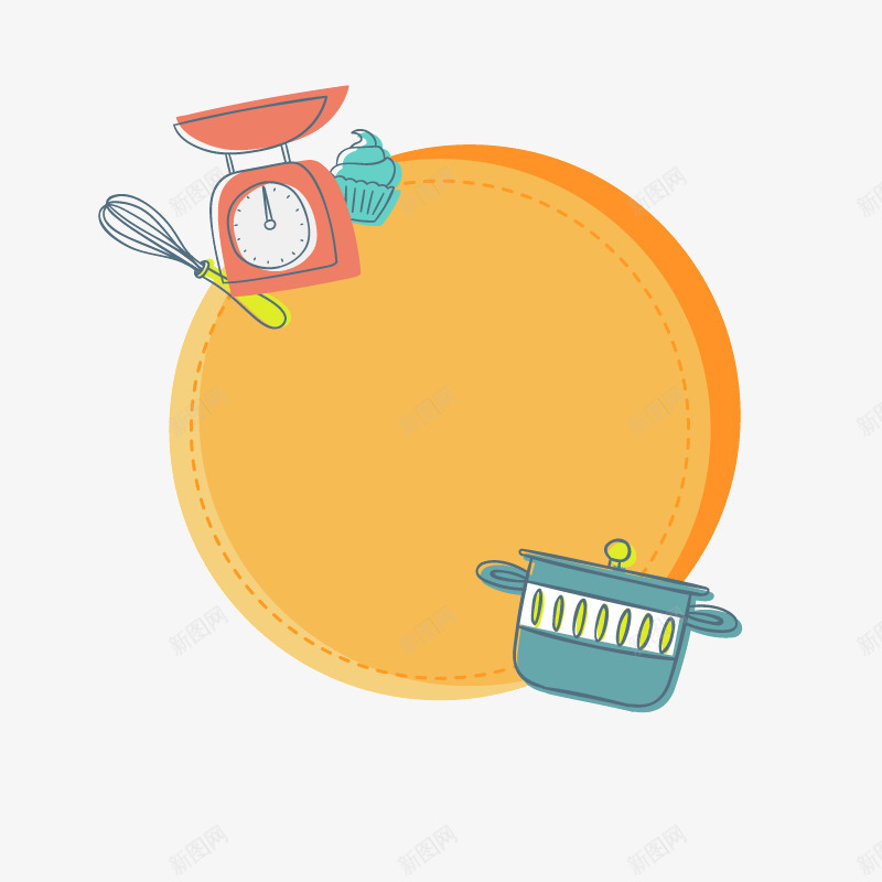 彩色手绘圆环厨具背景png免抠素材_新图网 https://ixintu.com 厨具 圆环 彩色 手绘 背景矢量