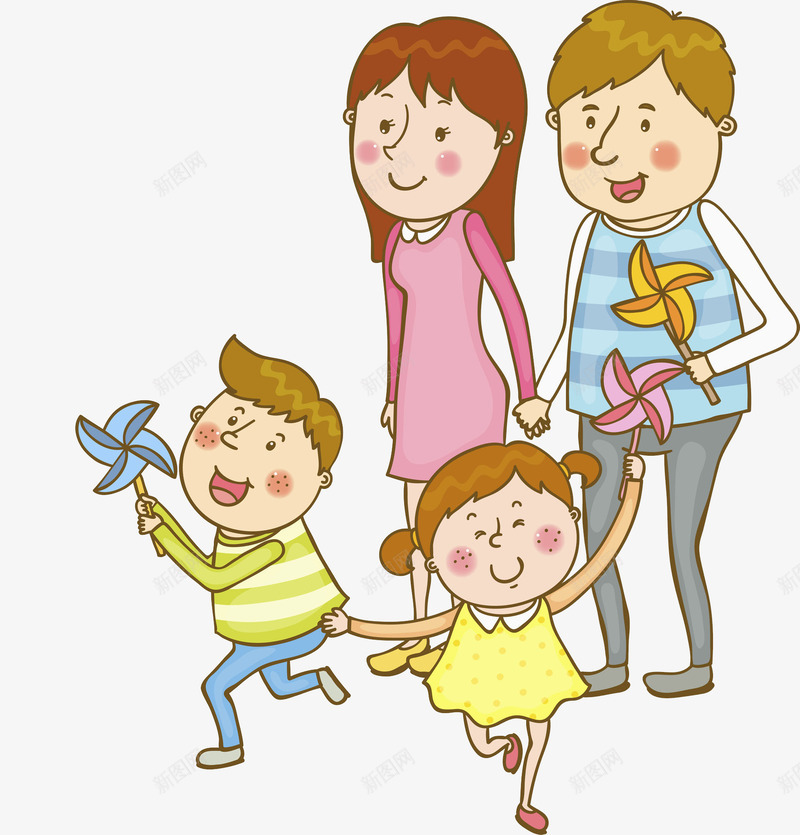 玩风车场景png免抠素材_新图网 https://ixintu.com 卡通 双辫 场景 女孩 彩色 手绘 温馨 玩耍 男孩 短发 风车