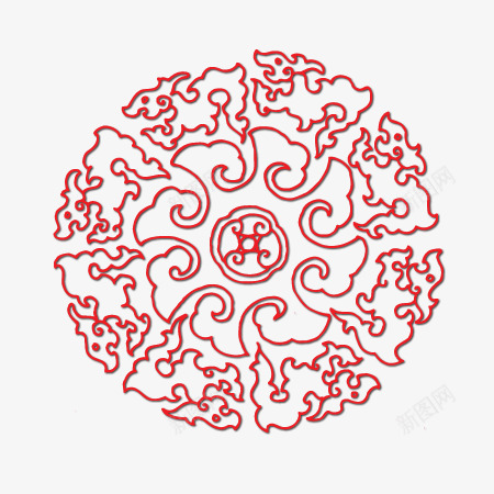 红色圆环古风装饰png免抠素材_新图网 https://ixintu.com 古风 红色 装饰