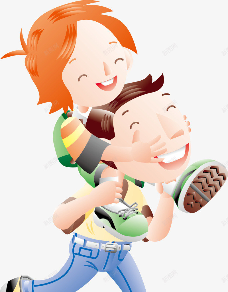 卡通奶爸矢量图ai免抠素材_新图网 https://ixintu.com 卡通人物 奶爸 小孩 带孩子 父亲 矢量图