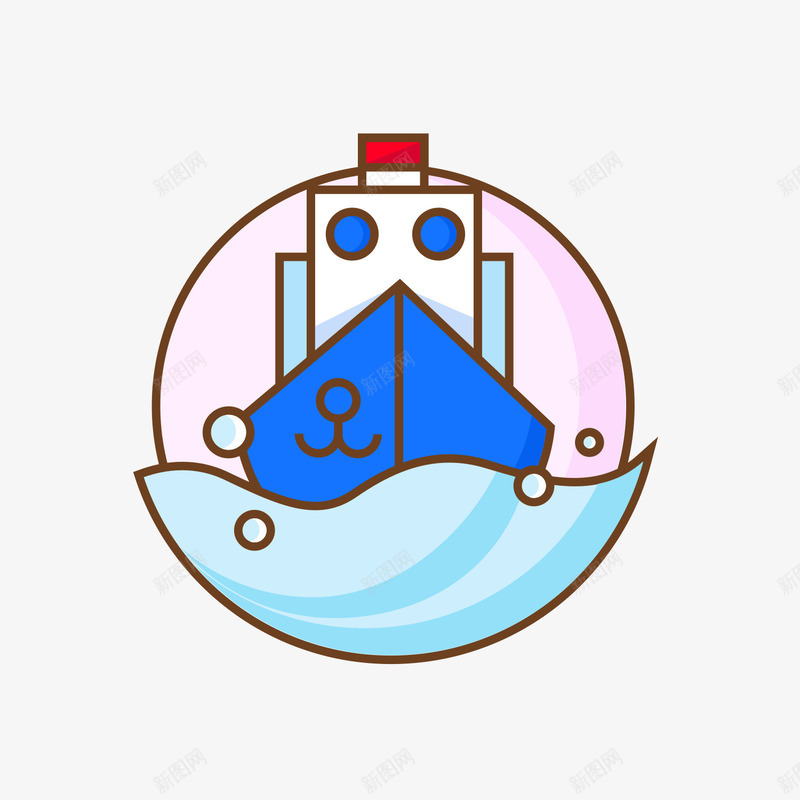 彩色手绘船卡通图标png_新图网 https://ixintu.com 商务 圆环 彩色 扁平化 手绘 标签 水面 船 轮船