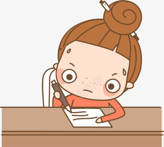 奋斗的女孩png免抠素材_新图网 https://ixintu.com 丸子头 卡通 女孩 学习 认真