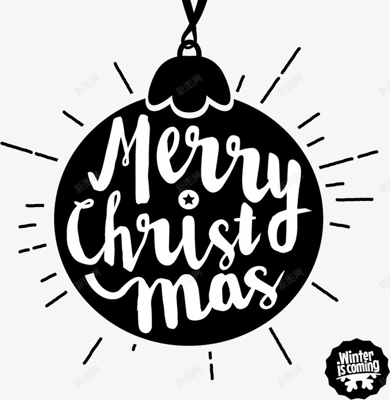 射线光芒圣诞球矢量图eps免抠素材_新图网 https://ixintu.com merryChristmas 圣诞球 黑色涂鸦 矢量图