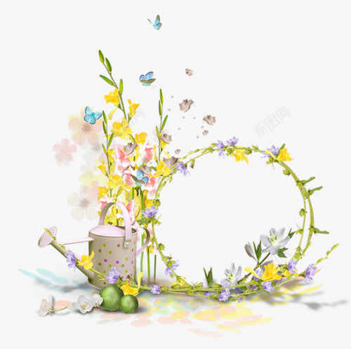 彩绘花篮水壶png免抠素材_新图网 https://ixintu.com 彩绘 水壶 花篮
