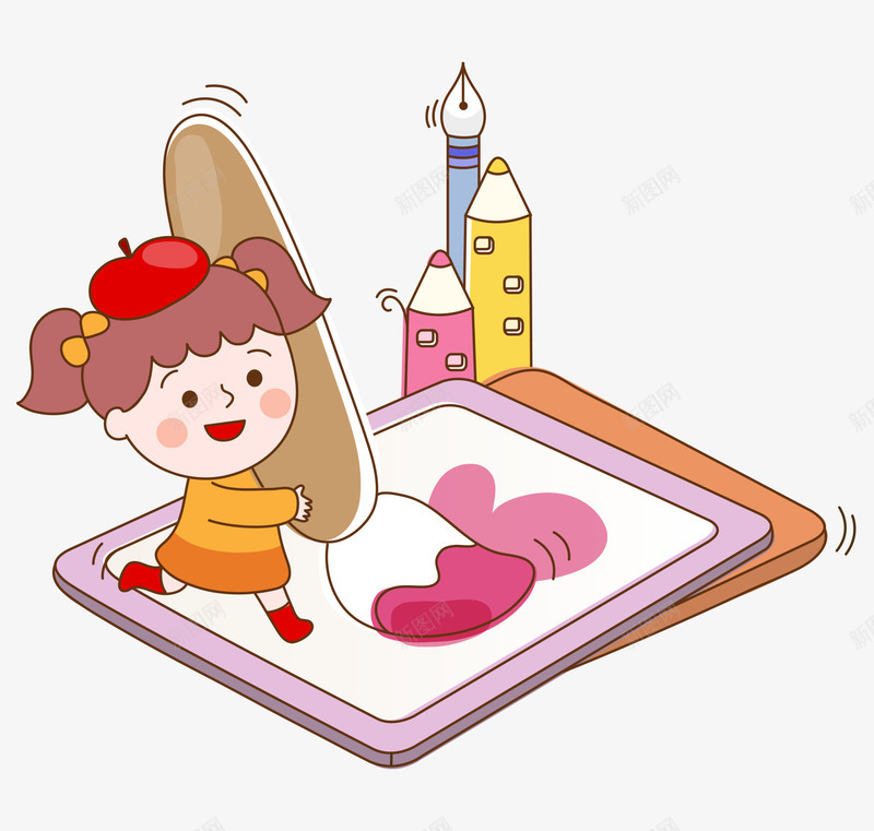 小孩在画板上画画图标png_新图网 https://ixintu.com 图标 图标设计 手绘画板 画板 画板图标 画板图标设计 画板矢量图