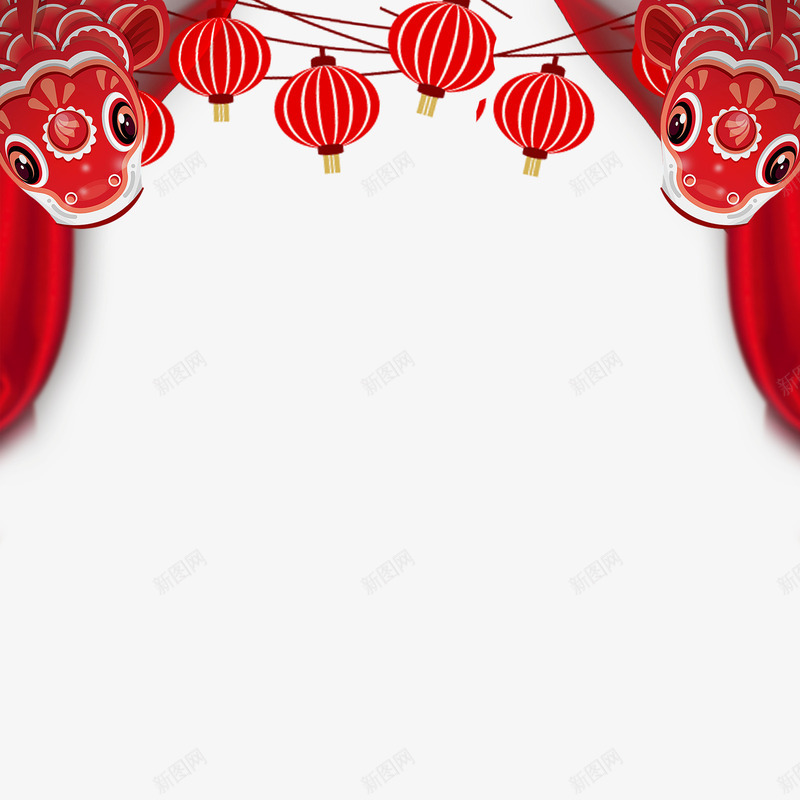 大红灯笼高高挂psd免抠素材_新图网 https://ixintu.com PNG免抠图 PNG免抠图下载 吉祥如意 帷幕 年年有余 年年有鱼 过年 鲤鱼