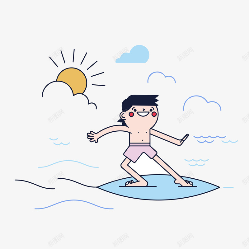 人物冲浪游玩案矢量图ai免抠素材_新图网 https://ixintu.com 人物 冲浪 度假 手绘 旅游 旅行 玩耍 简笔画 纹路 线条 装饰 质感 矢量图