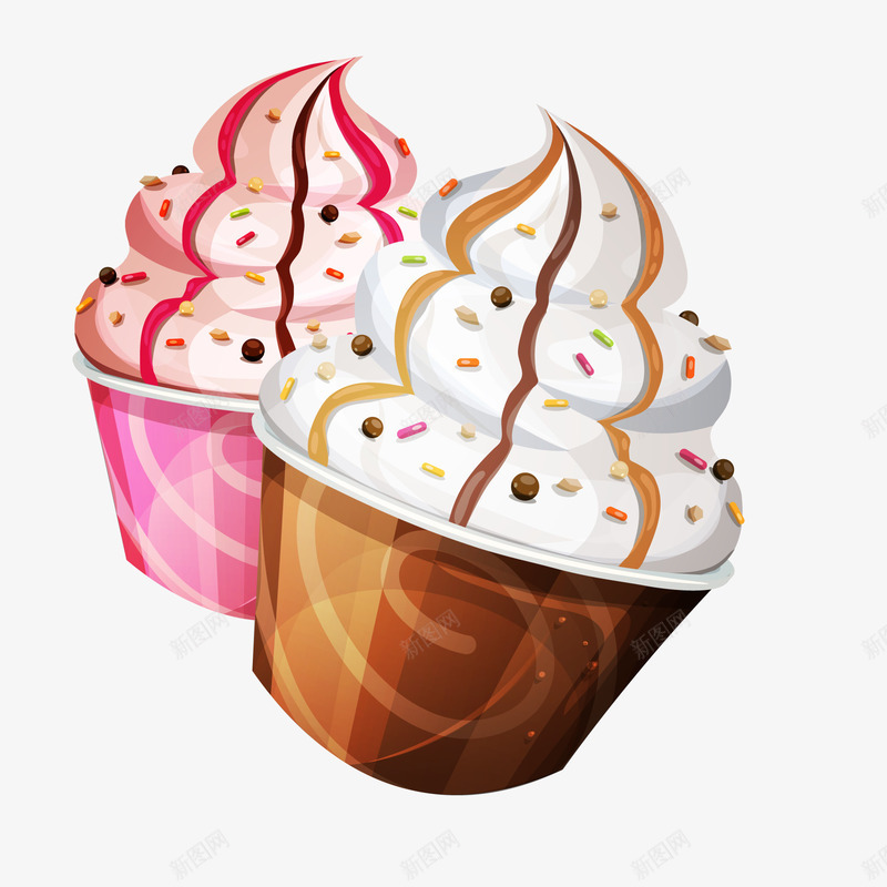 手绘彩绘冰淇淋食物矢量图ai免抠素材_新图网 https://ixintu.com 冰淇淋 卡通 手绘 水彩 食物设计 矢量图