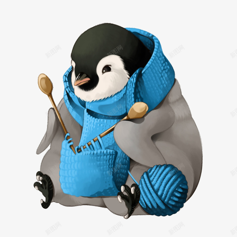 卡通企鹅织毛衣png免抠素材_新图网 https://ixintu.com 企鹅 卡通 打毛衣 织毛衣 编织毛衣 质感 钩针编织