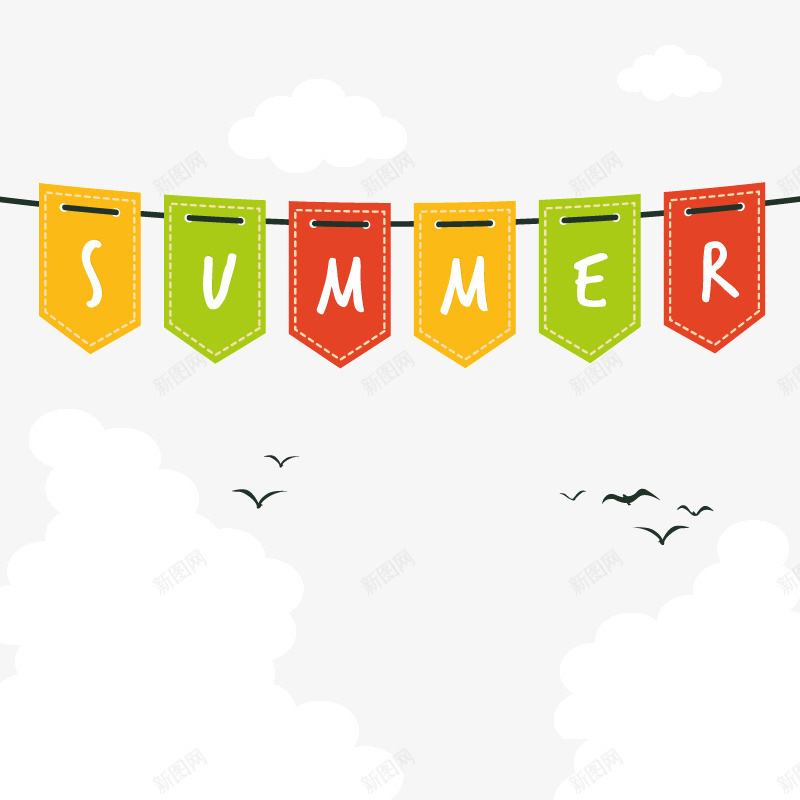 summer夏天彩色卡通彩旗png免抠素材_新图网 https://ixintu.com summer 卡通 夏天 彩旗 彩色