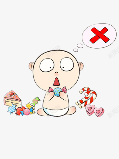 吃糖的小孩png免抠素材_新图网 https://ixintu.com 可爱 手绘 拐棍糖 蛋糕