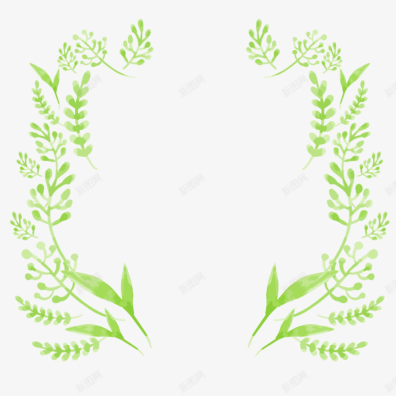 水彩绘绿色植物png免抠素材_新图网 https://ixintu.com 卡通叶子 卡通植物 小清新植物 绿色叶子 背景装饰