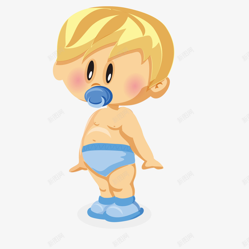 卡通含着奶嘴的婴儿矢量图ai免抠素材_新图网 https://ixintu.com 人物设计 奶嘴 婴儿 母乳喂养周 蓝色 矢量图
