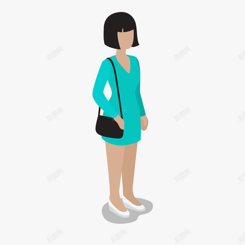 女士站立装饰矢量图ai免抠素材_新图网 https://ixintu.com 人物 光泽 卡通 女士 手绘 投影 挎包 站立 装饰 质感 阴影 矢量图