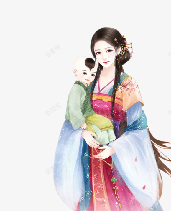 抱着小孩古风妇女png免抠素材_新图网 https://ixintu.com 古风 妇女 小孩