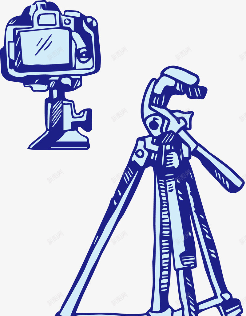 手绘涂鸦蓝色单反png免抠素材_新图网 https://ixintu.com 三脚架 单反 取景器 手绘涂鸦 摄像机 摄影机 数码产品 照相机 蓝色 视频录制 视频拍摄