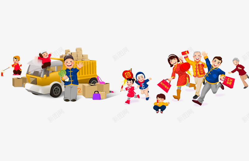 欢乐过年卡通喜庆人物png免抠素材_新图网 https://ixintu.com 人物 卡通 喜庆 欢乐 过年
