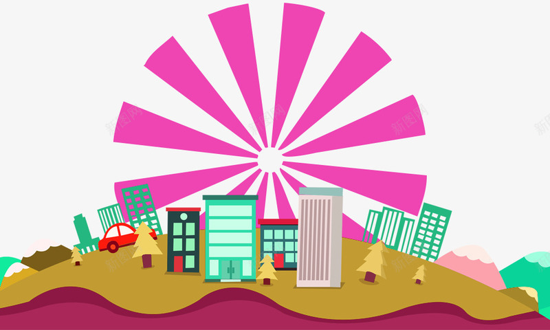 山丘光芒装饰图案logo社图标png_新图网 https://ixintu.com logo社 光芒 免抠PNG 卡通 山丘 棕色 装饰图案